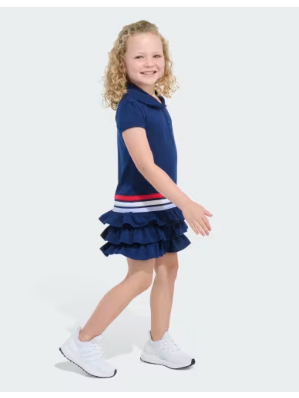 Adidas Polo Purple Ruffle Dress with Pink Stripe